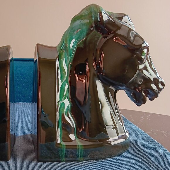Vintage Blue Mountain Pottery Horse Head Bookends Pair Canada BMP MCM - Picture 12 of 12